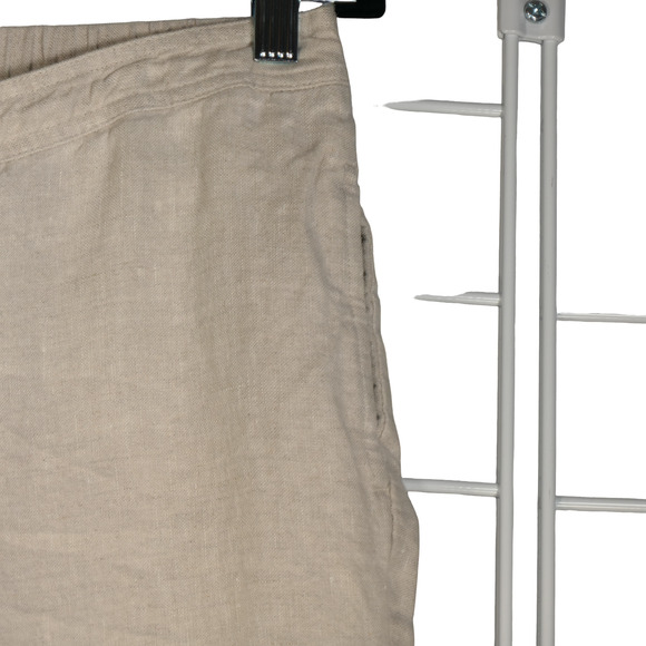 Kim by Kim Rogers Oatmeal Capri Pants Womens Size 12 100% Linen Pockets - Picture 4 of 10